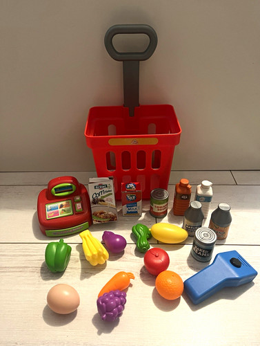Toy shopping basket trolley - shopping,